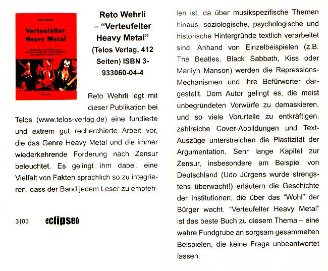 Wehrli-Rezension in "Eclipsed"